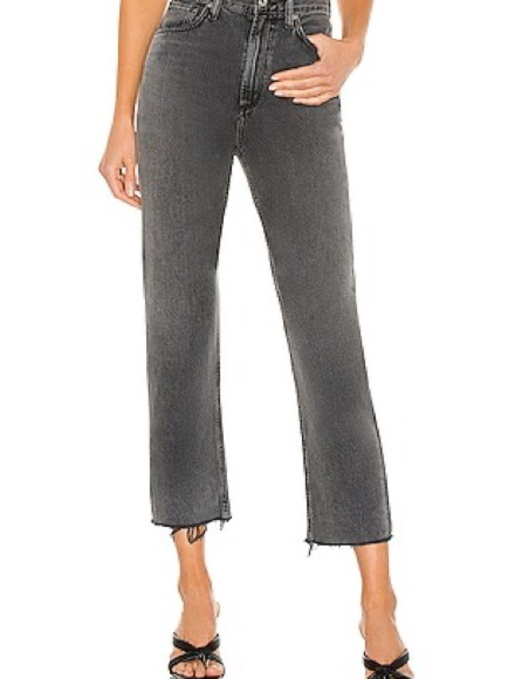 Citizens of Humanity Daphne Crop High Rise Stovepipe Jeans Free Fall Black 24